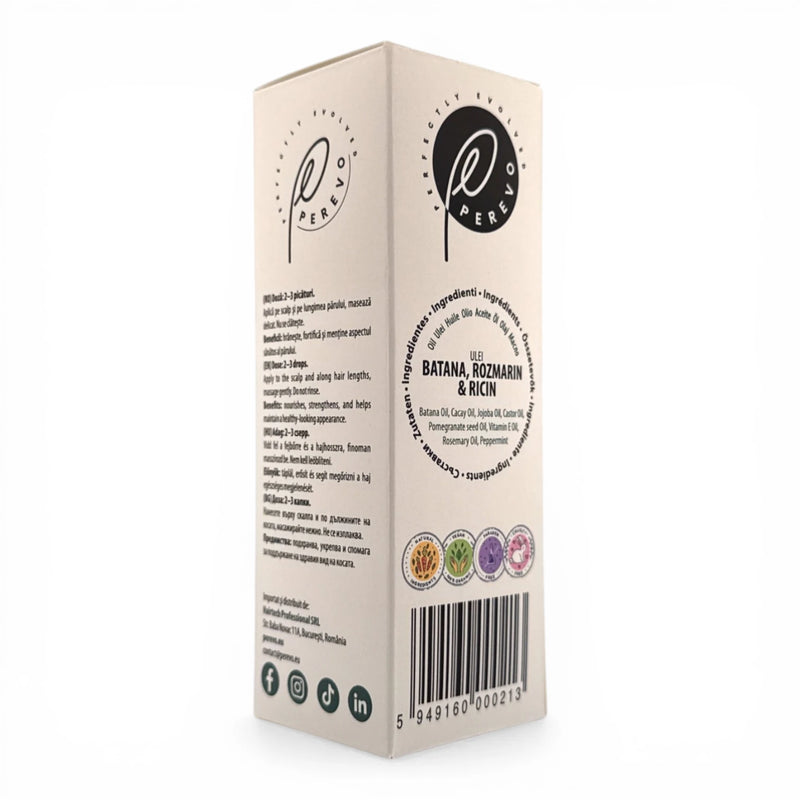 Cutie Ulei 3 in 1 Batana Rozmarin si Ricin Perevo cu ingrediente si cod de bare