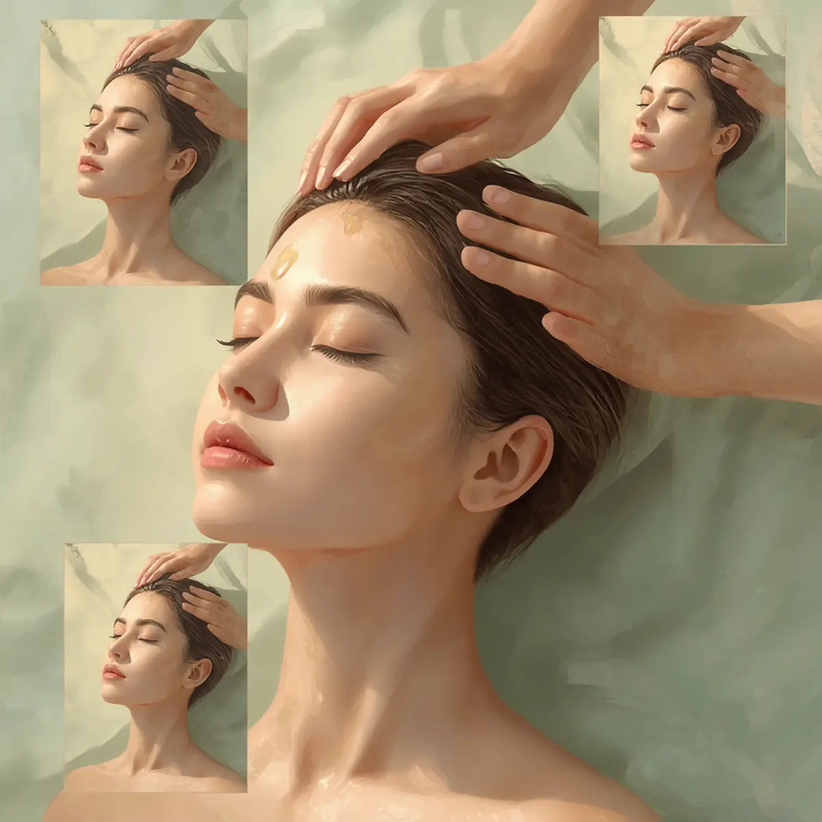 Aplicare de ulei pe scalp prin masaj delicat pentru o rutina de ingrijire