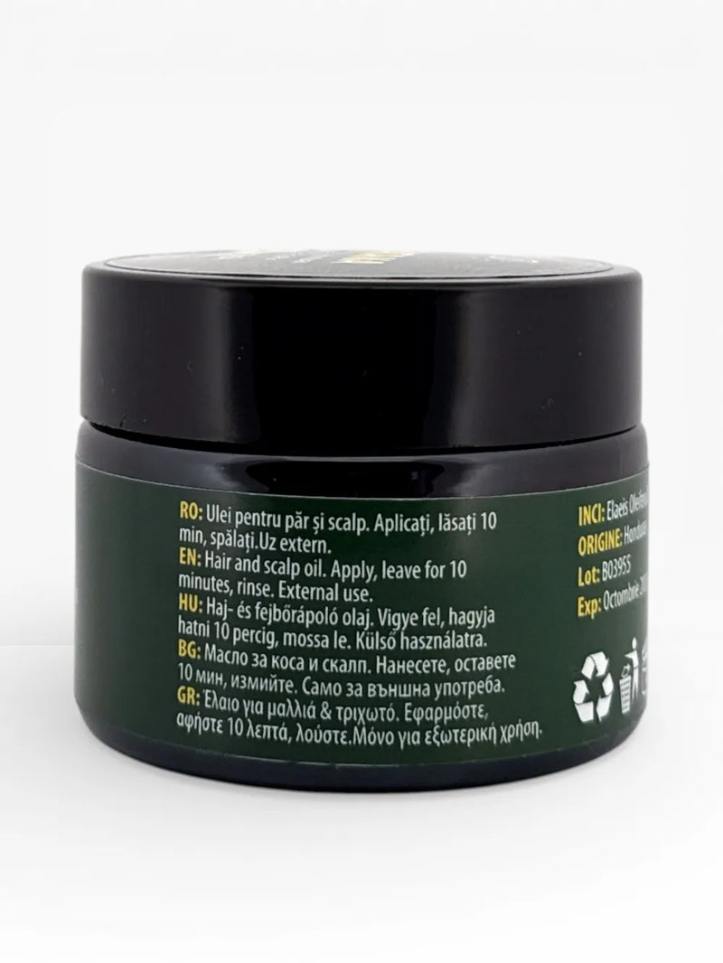Recipient Ulei Batana Raw Perevo cu instructiuni de utilizare pe eticheta